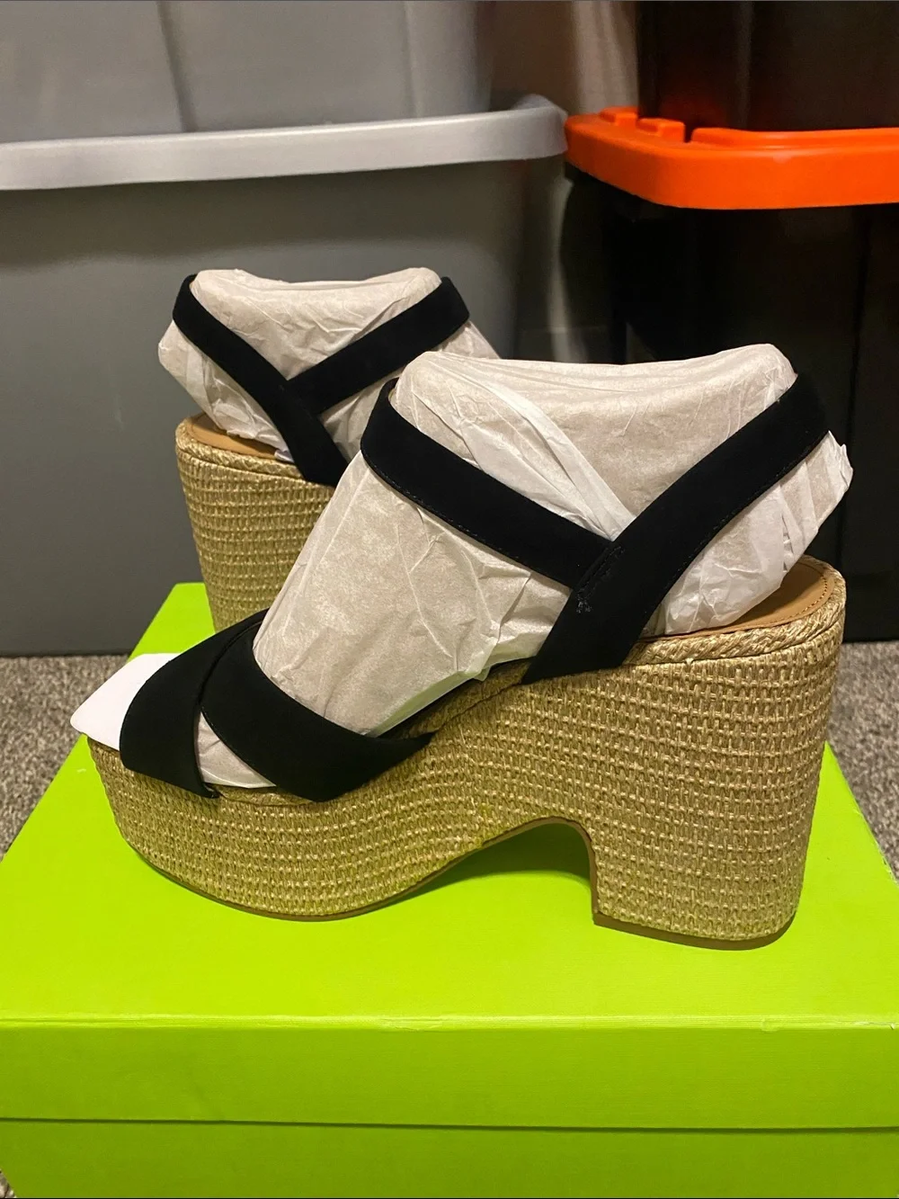 Sam Edelman Black Suede Platform Espadrille Sandals